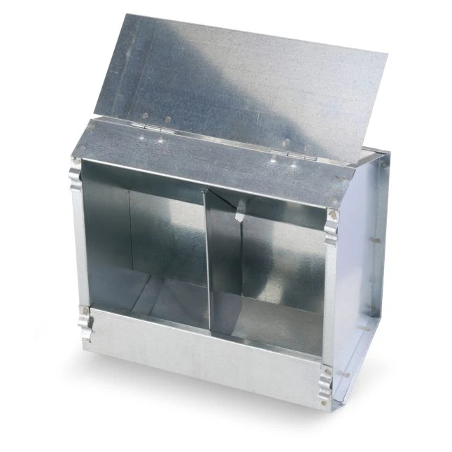 Mangeoire à Trémie Poule Galvanisée 2 Compartiments Avec Couvercle 2,5Kg Large - River Systems