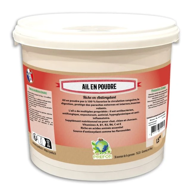 Ail En Poudre Pour Poule Seau 1,5kg - Prefor 1 Ail En Poudre Pour Poule Seau 1,5kg - Prefor