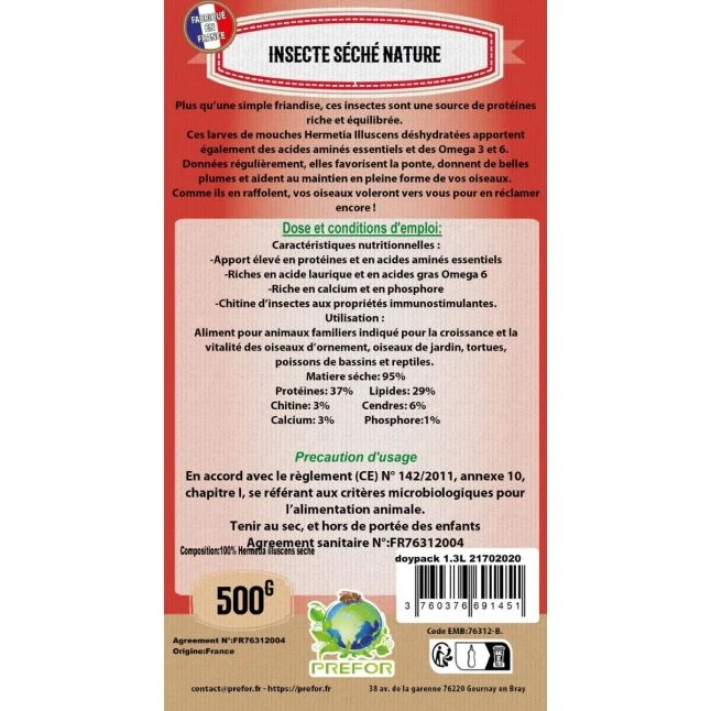 Larves De Mouche Soldat à Picorer Nature Pour Poules Doypack 500g - Prefor 3 Larves De Mouche Soldat à Picorer Nature Pour Poules Doypack 500g - Prefor – Image 3