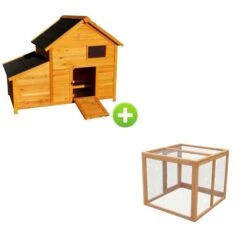 Poulailler Bantam XL 2 à 4 Poules Toit Shingle Avec Extension Parc Grillagé