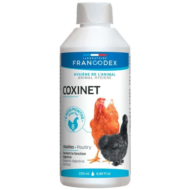 Complément Alimentaire Pour Poules Et Volailles Traitement Anticoccidien Coxinet 250ML - Francodex 1 Complément Alimentaire Pour Poules Et Volailles Traitement Anticoccidien Coxinet 250ML - Francodex