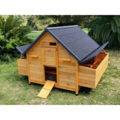 Poulailler Cémani XXL Toit Shingle Noir 15 à 18 Poules 13 Poulailler Cémani XXL Toit Shingle Noir 15 à 18 Poules -Chemin Des Poulaillers Boutique grand poulailler bassette xxl toit noir 15 18 poules vue avant ouvert