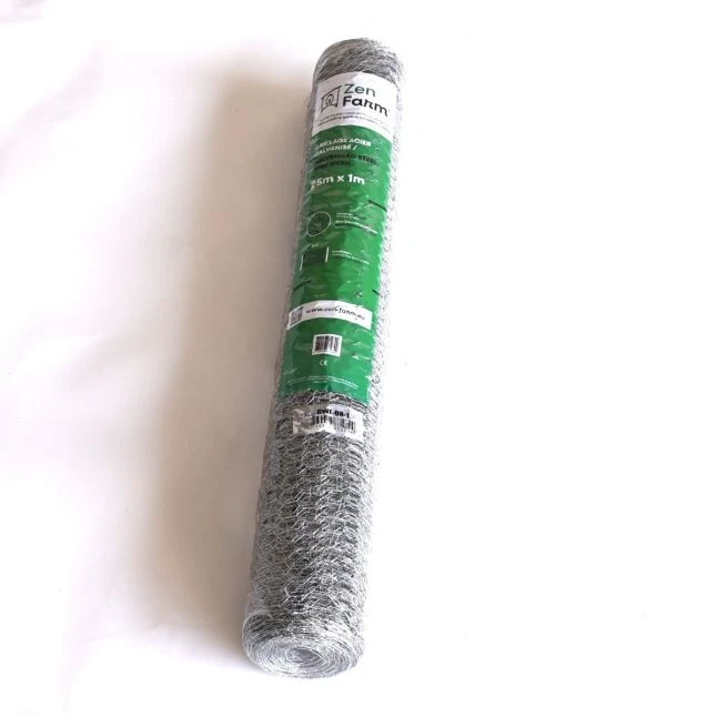 Zen Farm Grillage Poulailler Acier Galvanisé à Chaud Triple Torsion 25m X 1m épaisseur 0,8 Mm 1 Zen Farm Grillage Poulailler Acier Galvanisé à Chaud Triple Torsion 25m X 1m épaisseur 0,8 Mm
