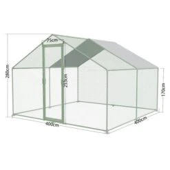 Enclos Poulailler 16m² Tubes 38mm H2,8m - Parc Grillagé Renforcé 4x4m - Acier Galvanisé -Chemin Des Poulaillers Boutique parc grillage p007 4x4m