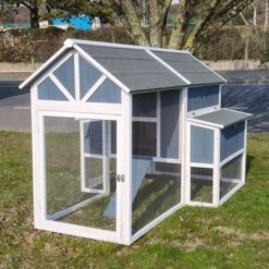 Poulailler Deluxe Bleu Toit Shingle Gris 10 à 12 Poules -Chemin Des Poulaillers Boutique poulailler deluxe 12 poules bleu vue principale av