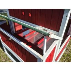 Poulailler Deluxe Rouge Toit Shingle Vert 10 à 12 Poules V3.0 -Chemin Des Poulaillers Boutique poulailler deluxe rouge toit vert 12 poules ouverture pondoir