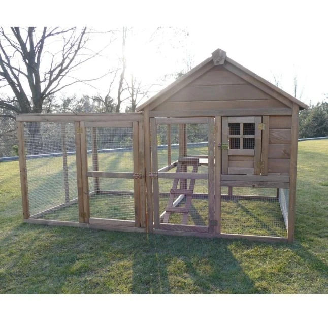 Poulailler Plymouth Toit Shingle Ouvrant 4 à 6 Poules Bois FSC Avec Extension Parc Grillagé – Image 2