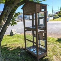 Volière Pour Oiseaux En Bois Double Toit Shingle 18 Volière Pour Oiseaux En Bois Double Toit Shingle -Chemin Des Poulaillers Boutique voli re oiseaux ext rieur 2 parties vue arri re