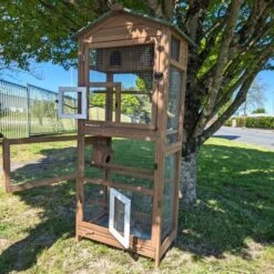 Volière Pour Oiseaux En Bois Double Toit Shingle 23 Volière Pour Oiseaux En Bois Double Toit Shingle -Chemin Des Poulaillers Boutique voli re oiseaux ext rieur 2 parties vue fen tre haute ouverte